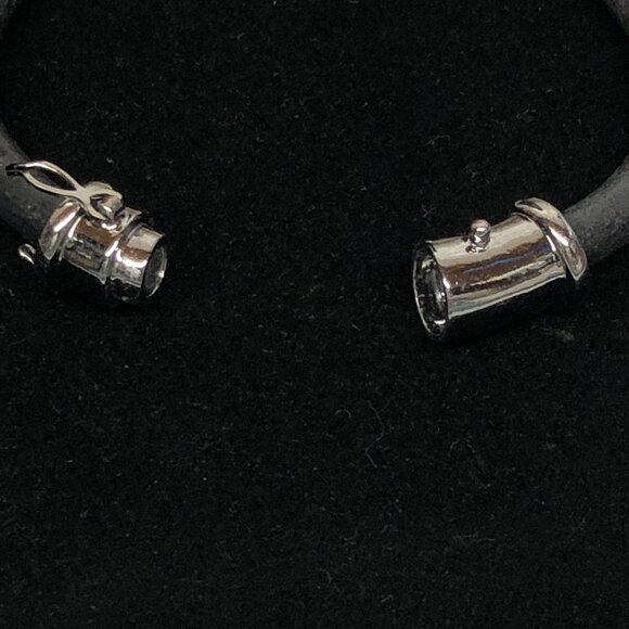 Joan Boyce Blue Crystal and Black Leather Charm Bracelet with Magnetic Closure * - Picture 3 of 4